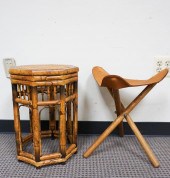 RATTAN AND CANED SEAT AND WOOD