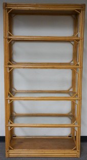 RATTAN AND GLASS SHELF ETAGERE