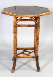 RATTAN AND LACQUERED SIDE TABL