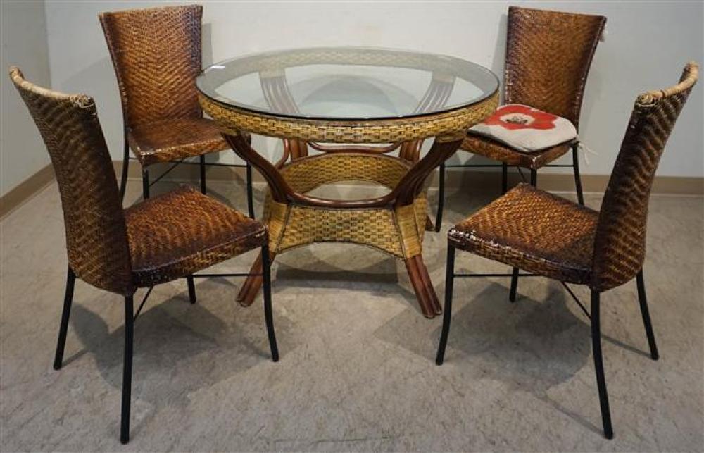RATTAN AND WICKER GLASS TOP DINETTE