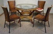 RATTAN AND WICKER GLASS TOP DI