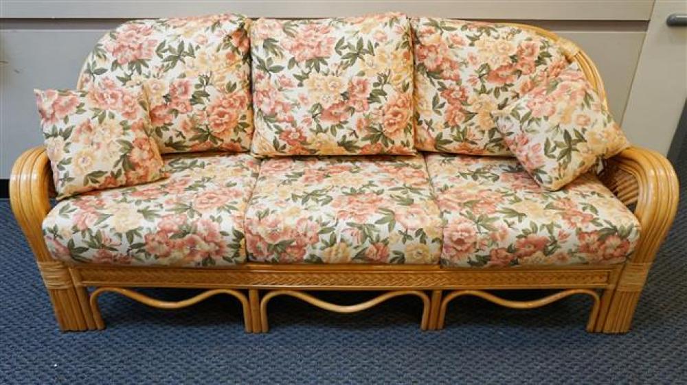 RATTAN AND WICKER LOVESEAT, SOFA,