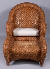 RATTAN ARMCHAIR AND MATCHING F