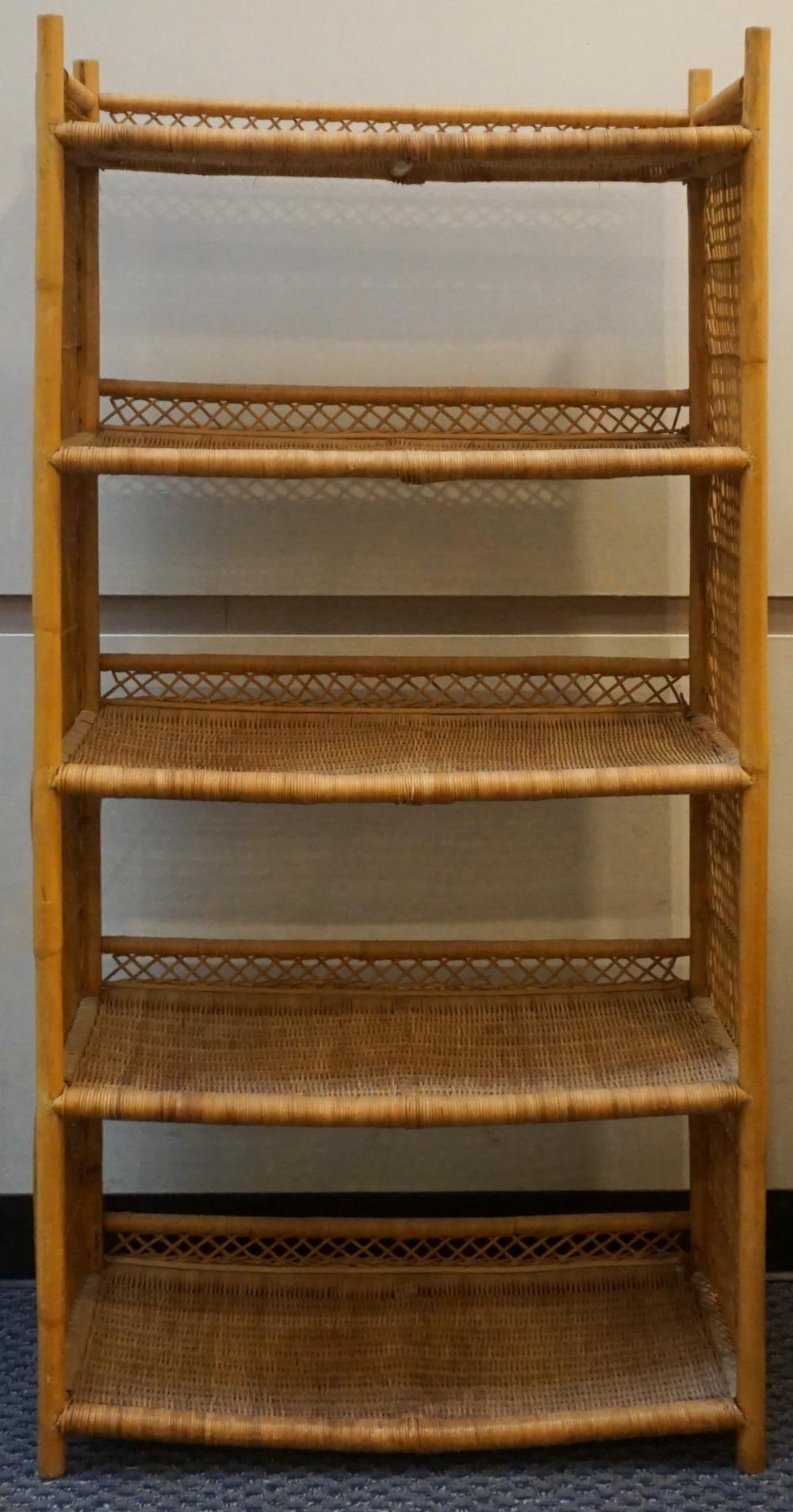 RATTAN BOOKSHELF, 60 X 29 1/2 X