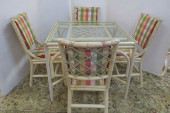 RATTAN GLASS TOP DINETTE TABLE