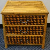 RATTAN THREE-DRAWER SIDE CHEST