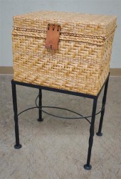 RATTAN TUB FILE ON METAL STAND