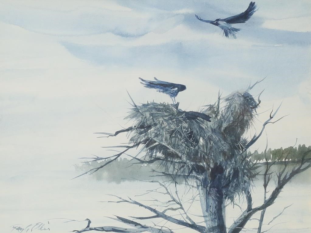 RAY G. ELLIS WATERCOLOR BIRDS IN