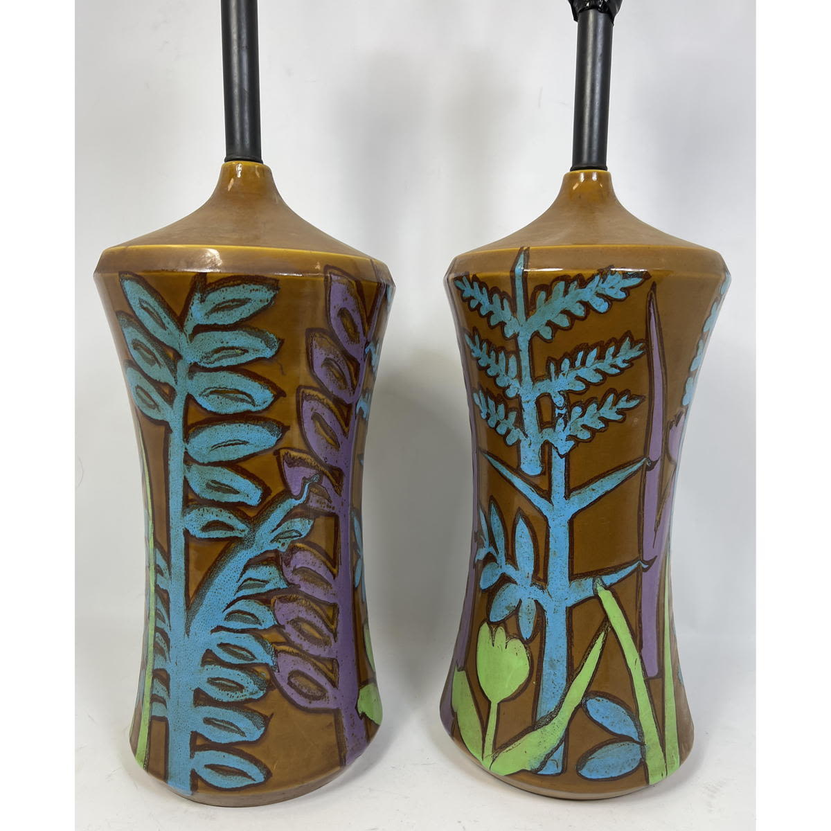 RAYMOR Italy pottery lamps. Brown