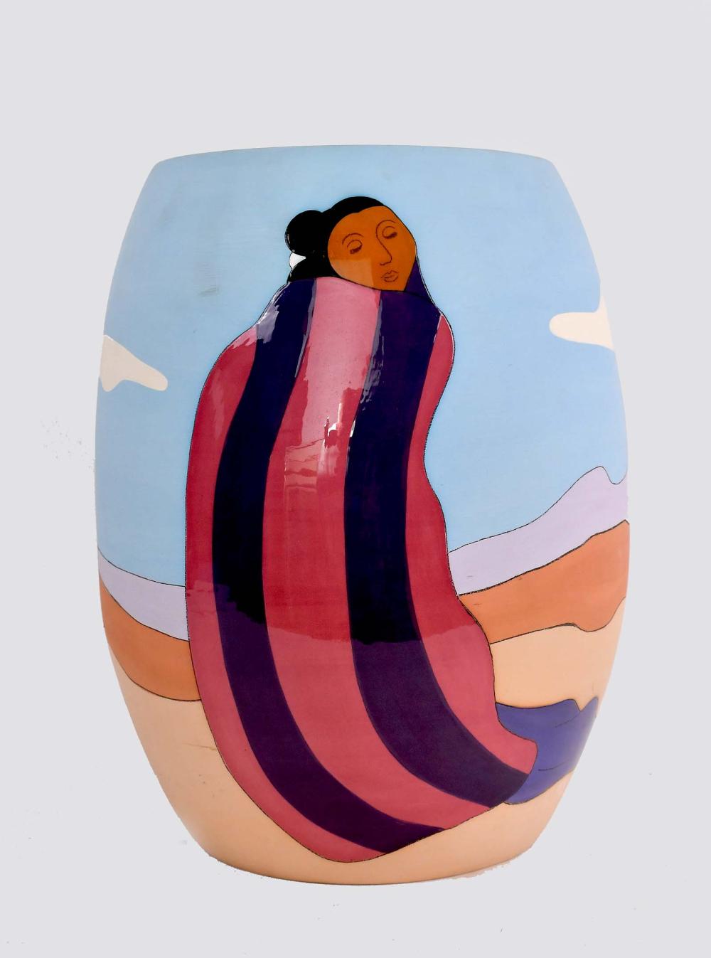 R.C. GORMAN POLYCHROME VASEThe vase