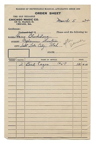 RECEIPT FOR BLACKSTONE VANISHING