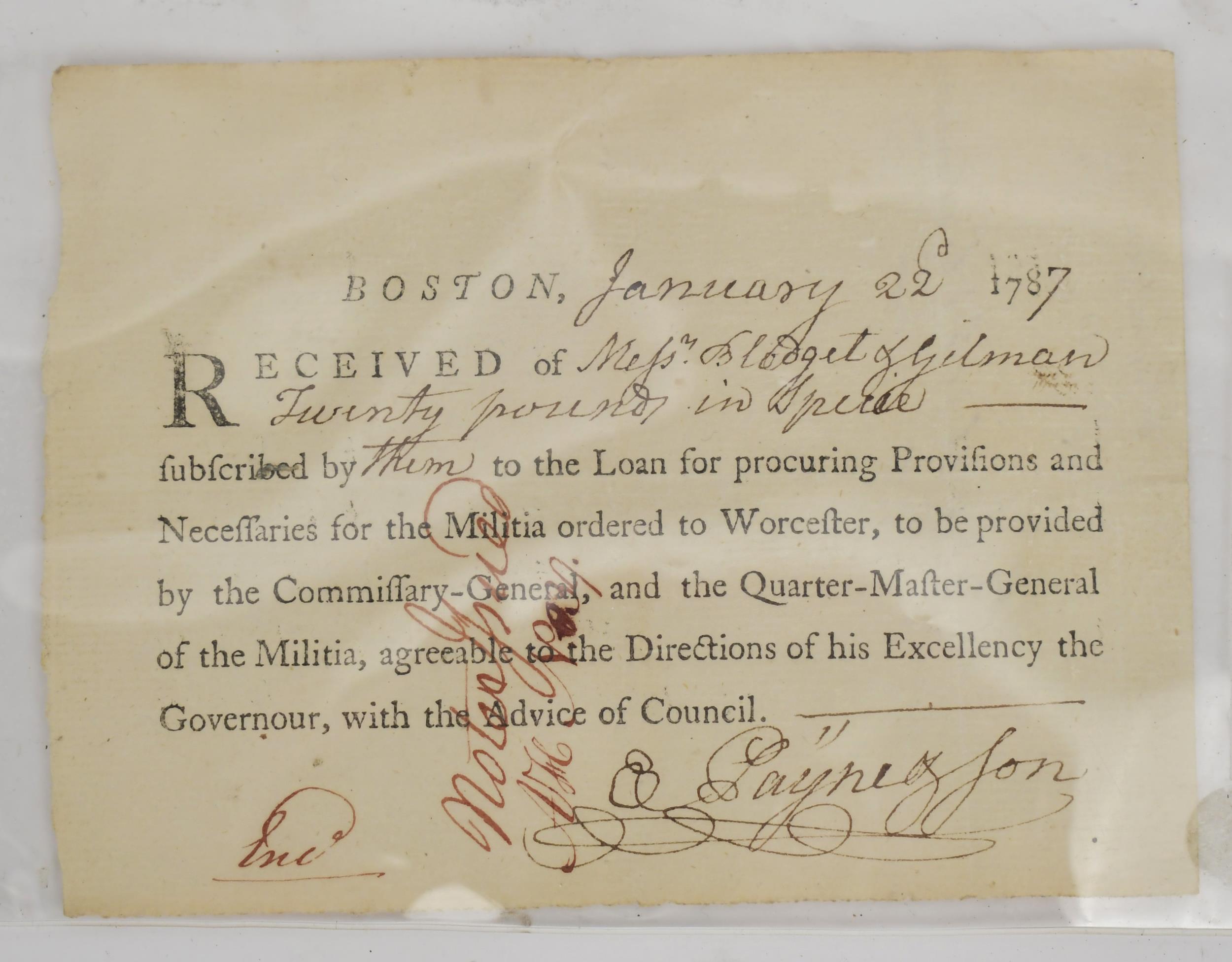 RECIEPT FOR MILITARY PROVISIONS,