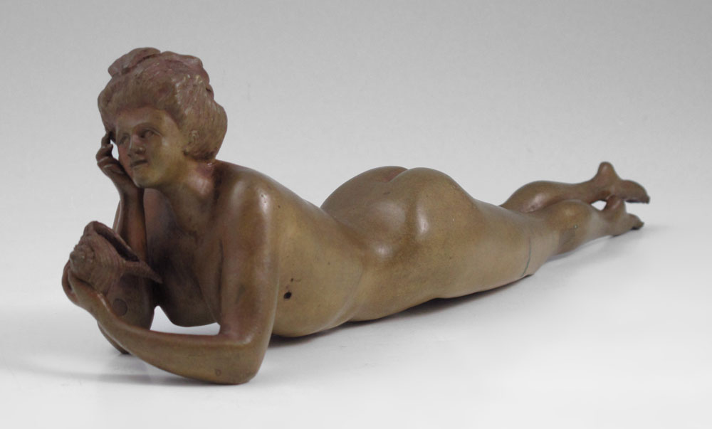 RECLINING BRONZE NUDE: Holding