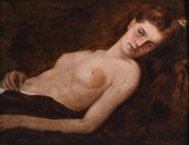 RECLINING NUDE, OIL ON BOARD,