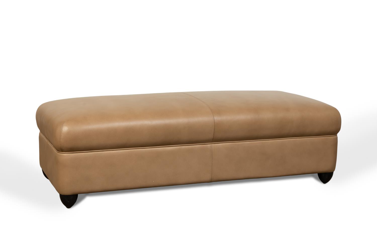RECTANGULAR TAN LEATHER BENCH W