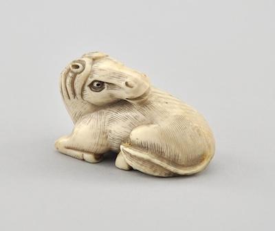 Recumbent Horse Ivory Netsuke