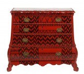 RED AND BLACK PAINTED FOUR-DRA