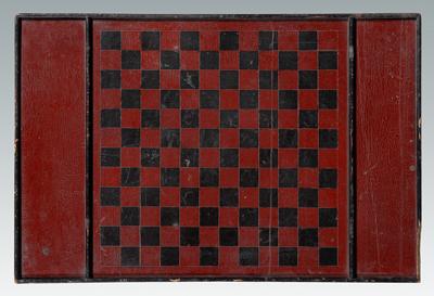 Red and black painted game board,