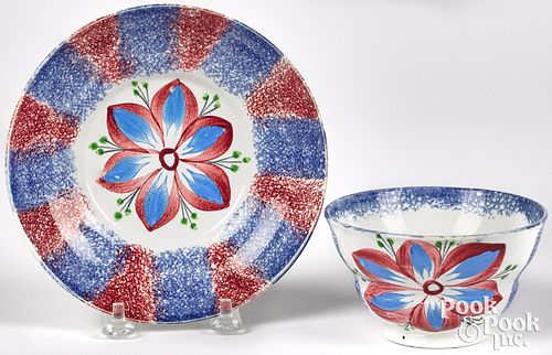 RED AND BLUE SPATTER DAHLIA CUP AND