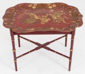 RED AND GOLD PAINTED TOLE PEIN