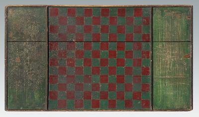 Red and green painted game board,