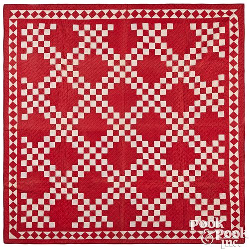 RED AND WHITE IRISH CHAIN PATCHWORK