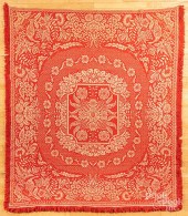 RED AND WHITE JACQUARD COVERLE