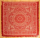 RED AND WHITE JACQUARD COVERLE
