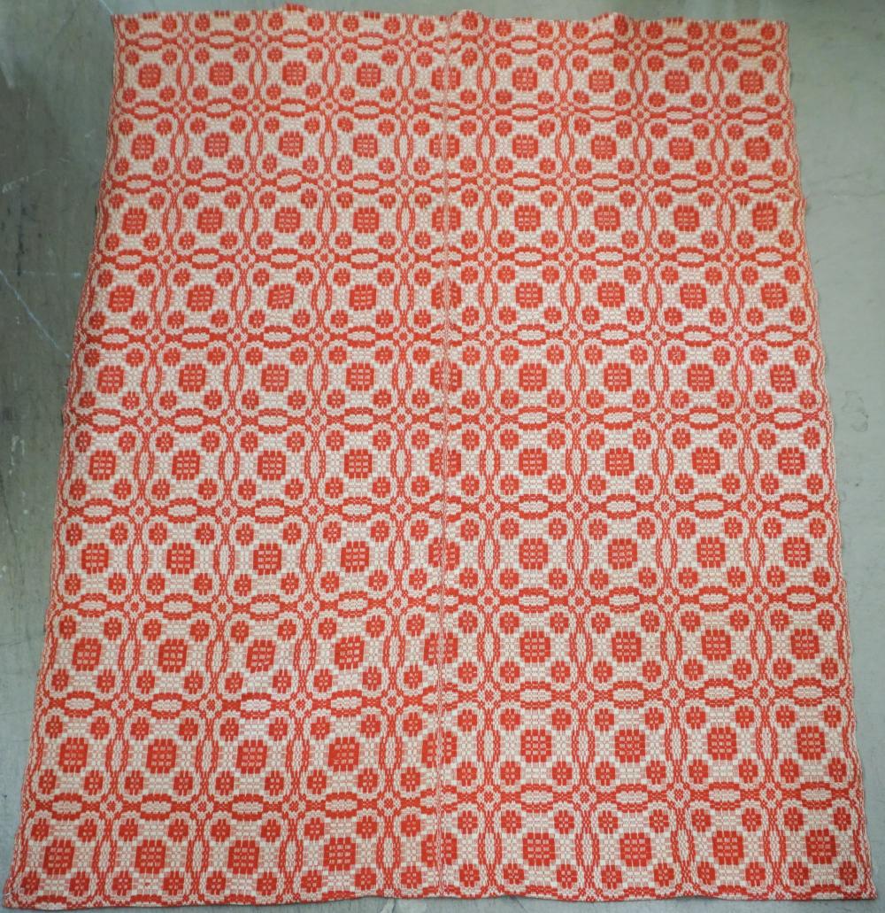 RED AND WHITE JACQUARD WOVEN BED