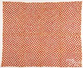 RED AND WHITE PATCHWORK QUILT,