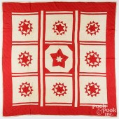 RED AND WHITE SUNBURST PATCHWO