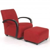 RED ARM CHAIR WITH OTTOMANS BY