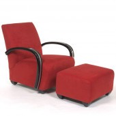 RED ARM CHAIR WITH OTTOMANS BY