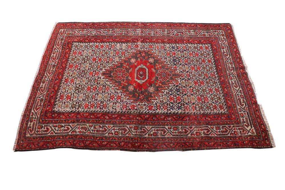 RED & BEIGE PERSIAN THROW RUG3'7" x