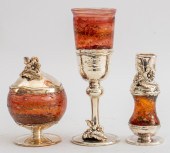 RED BLOWN GLASS & STERLING SIL