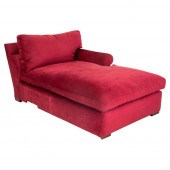 RED CHENILLE UPHOLSTERED CHAIS