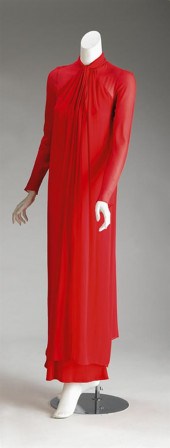 Red chiffon Bill Blass evening