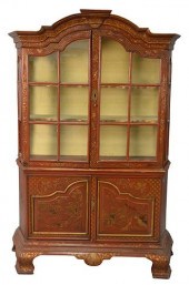 RED CHINOISERIE DECORATED CONT