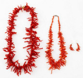 RED CORAL BRANCH JEWELRY SET,