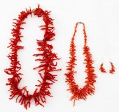 RED CORAL BRANCH JEWELRY SET,
