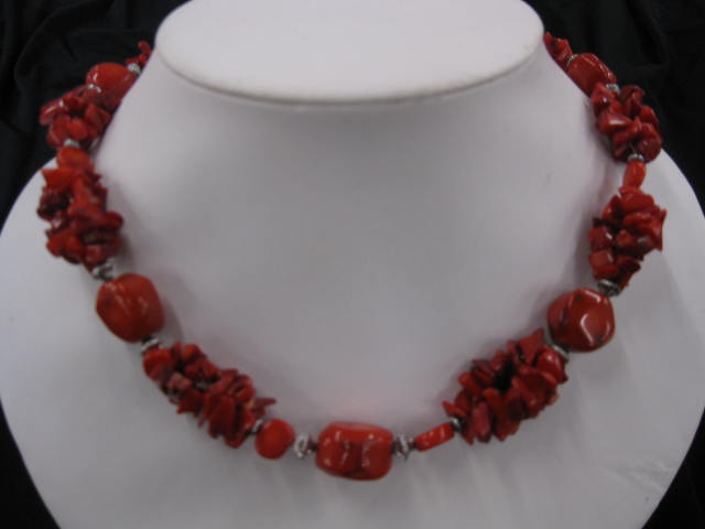 Red Coral & Sterling Necklace