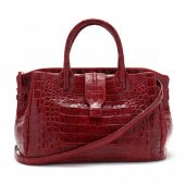 RED CROCODILE CAMILLE SATCHEL,