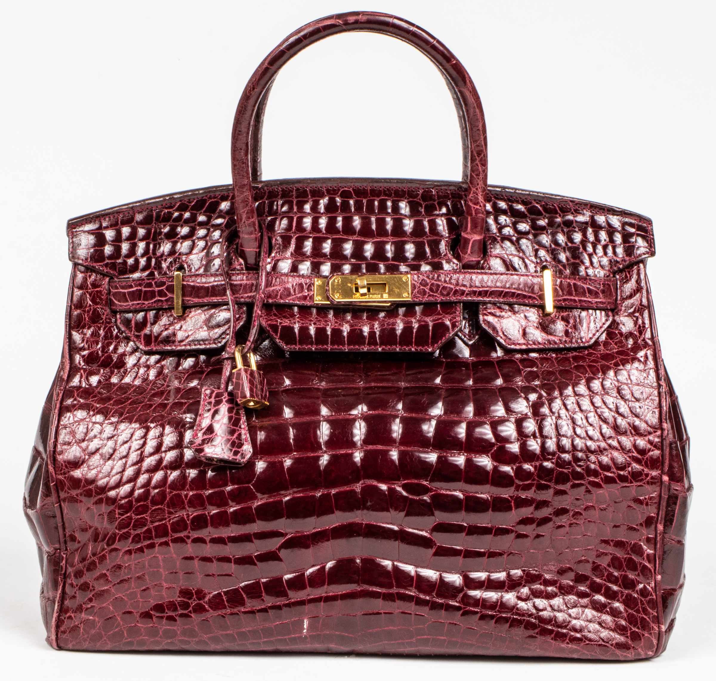 RED CROCODILE SKIN 35CM HANDBAG