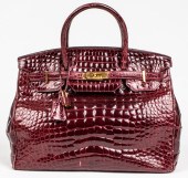 RED CROCODILE SKIN 35CM HANDBA