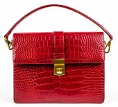 RED EMBOSSED FAUX LEATHER HAND