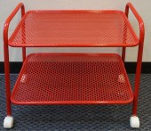 RED ENAMEL PAINTED METAL ROLLI