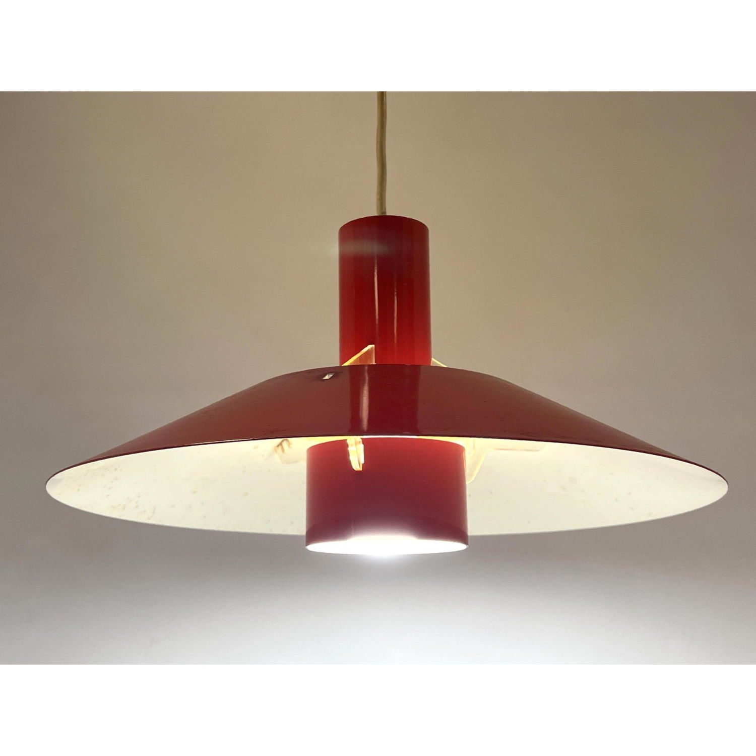 Red Enameled Metal Hanging