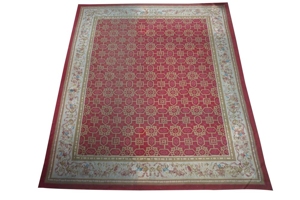 RED FIELD AUBUSSON CARPETCondition: