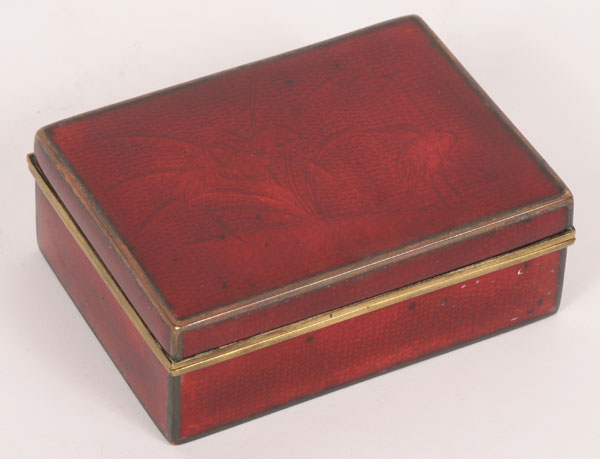 Red foil Japanese cloisonne box