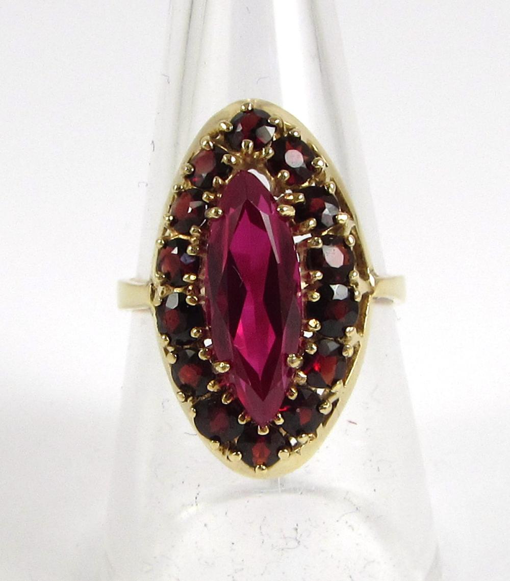 RED GARNET AND SYNTHETIC RED RUBY